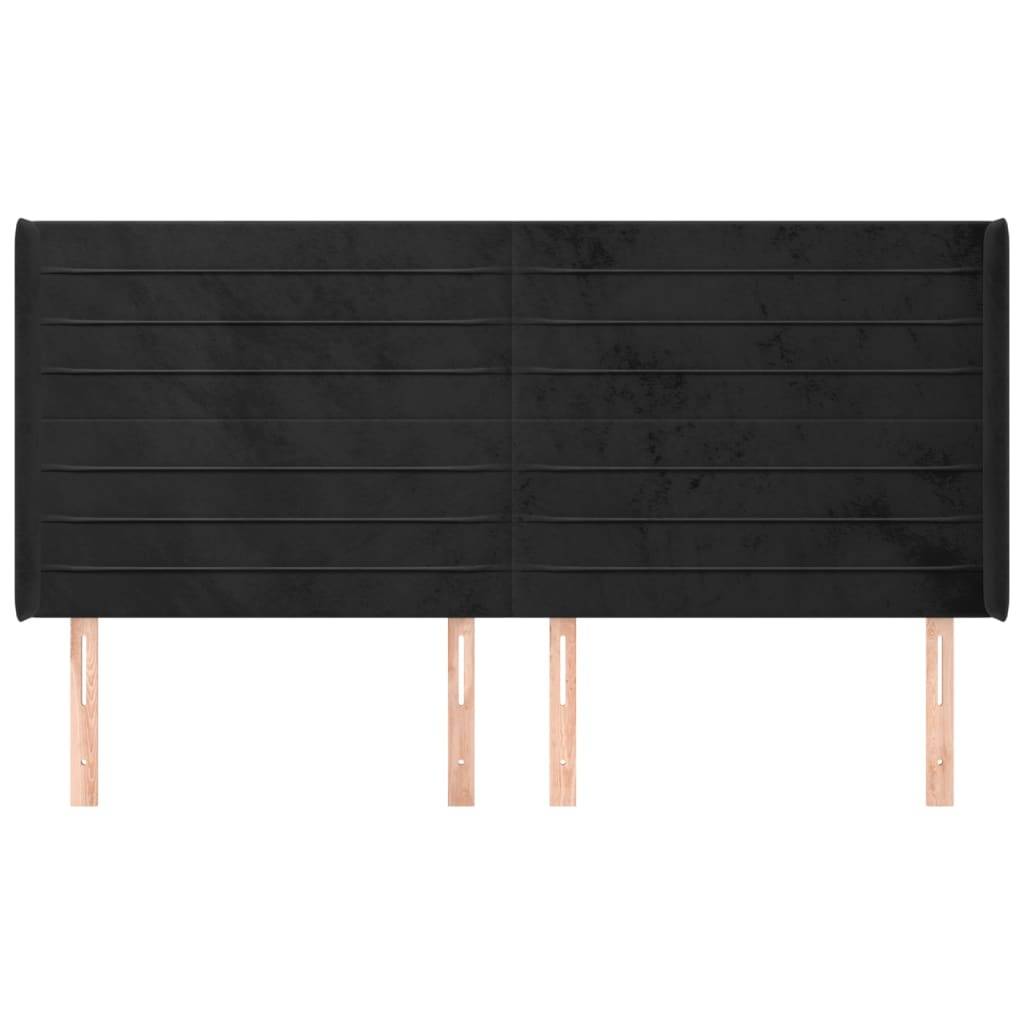 vidaXL Kopfteil mit Ohren Schwarz 203x16x118/128 cm Samt
