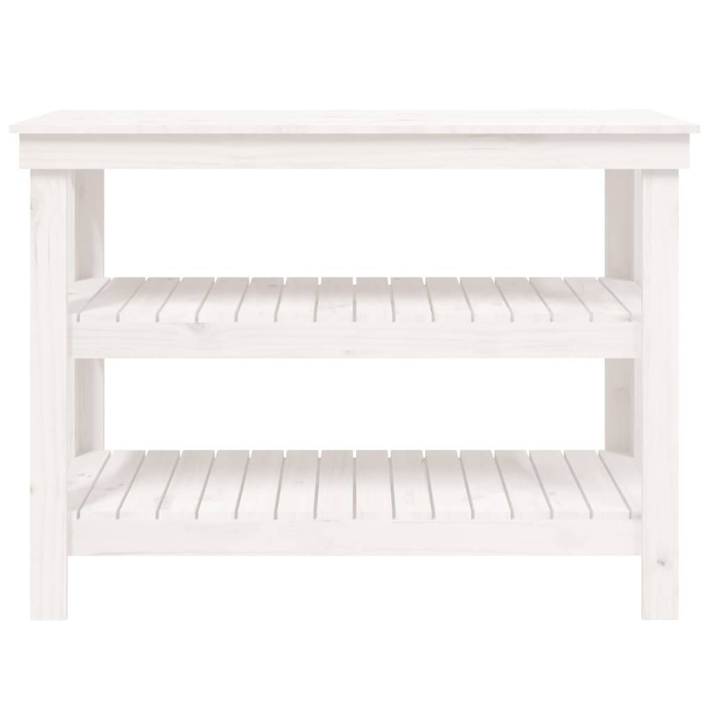 vidaXL Werkbank Weiß 110,5x50x80 cm Massivholz Kiefer