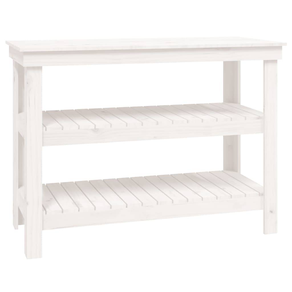 vidaXL Werkbank Weiß 110,5x50x80 cm Massivholz Kiefer