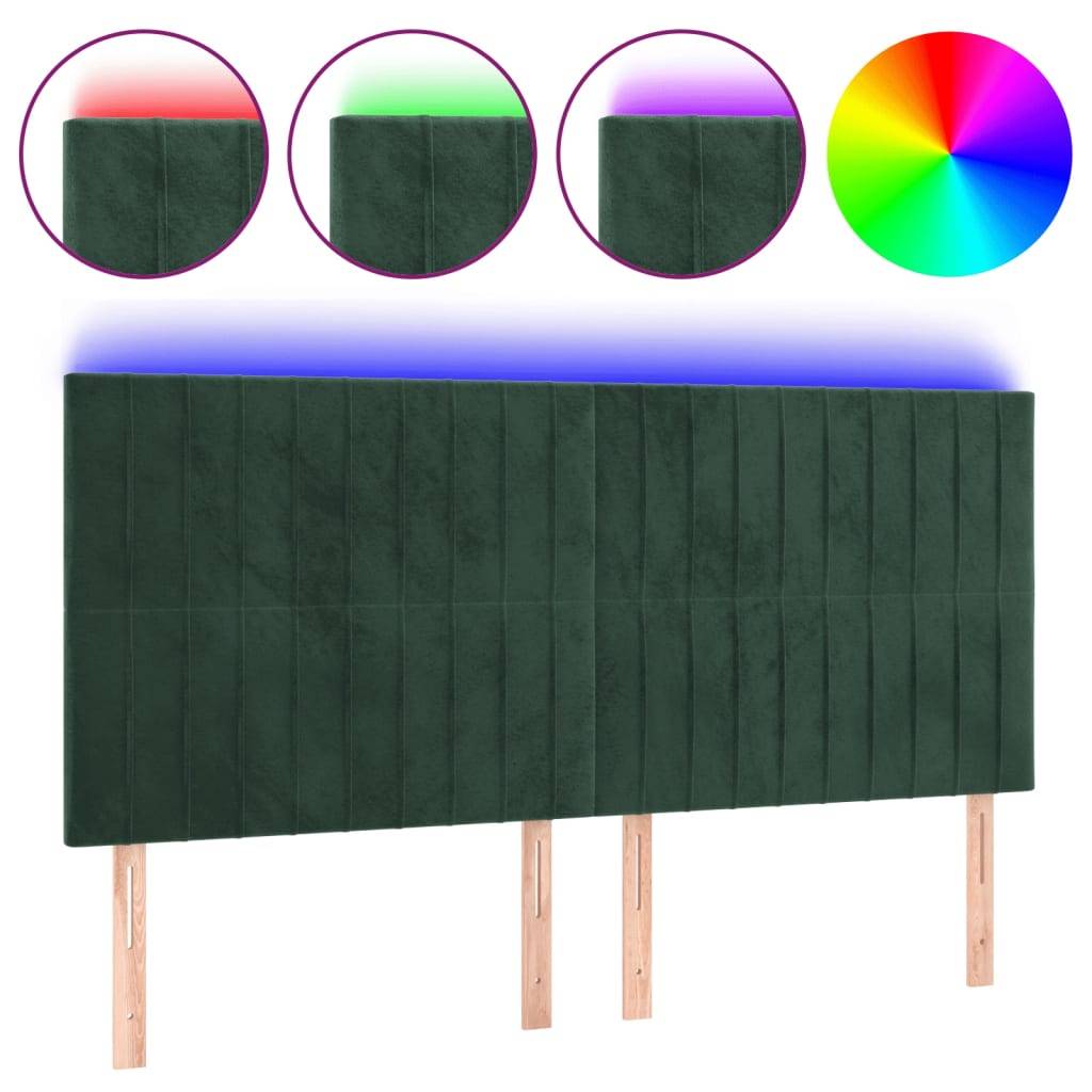 vidaXL LED Kopfteil Dunkelgrün 160x5x118/128 cm Samt