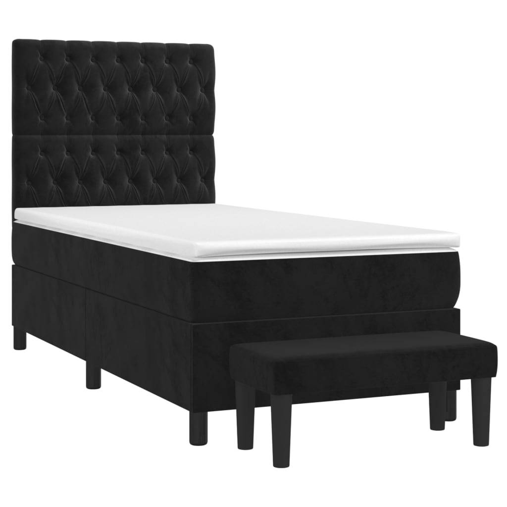vidaXL Boxspringbett mit Matratze Schwarz 100x200 cm Samt