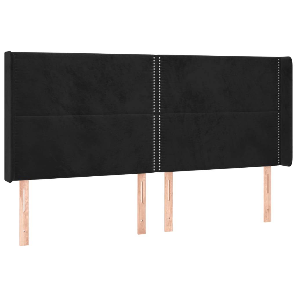 vidaXL LED Kopfteil Schwarz 163x16x118/128 cm Samt