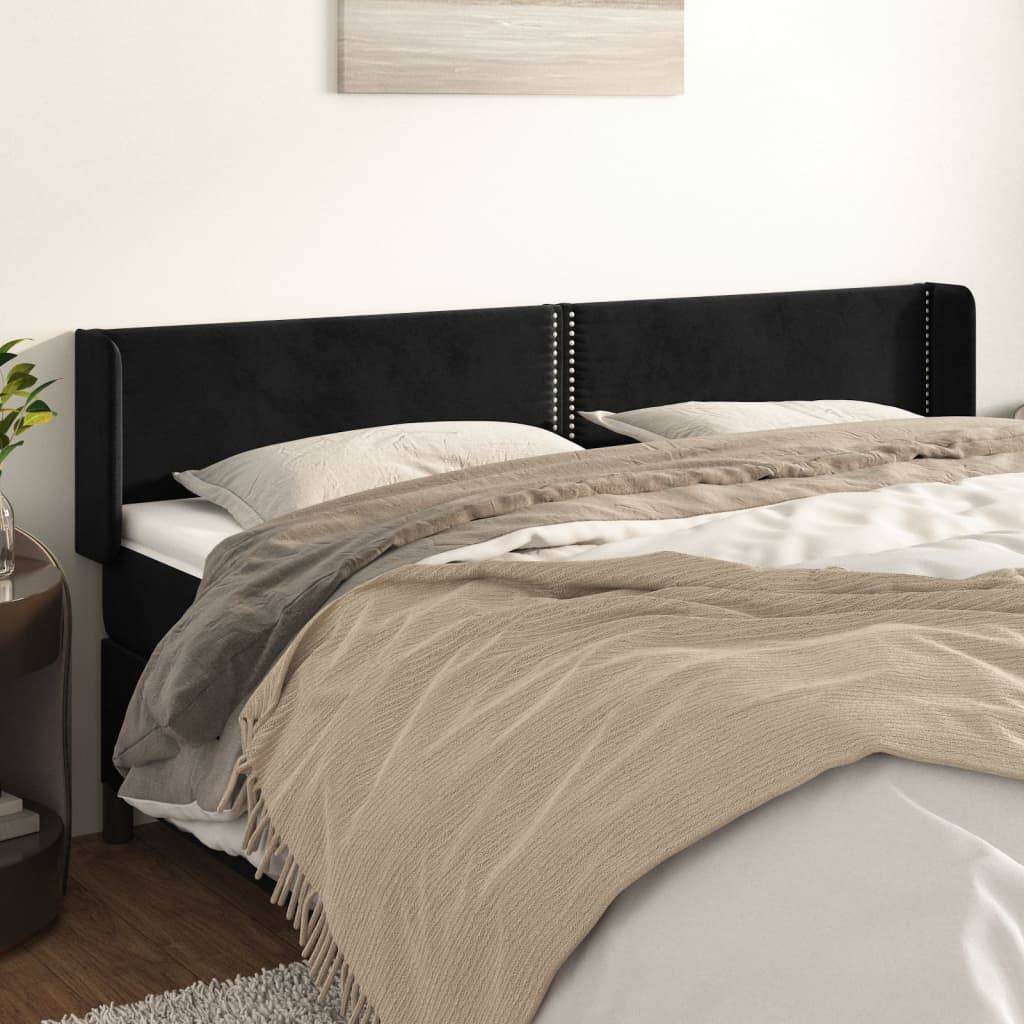 vidaXL Kopfteil mit Ohren Schwarz 203x16x78/88 cm Samt