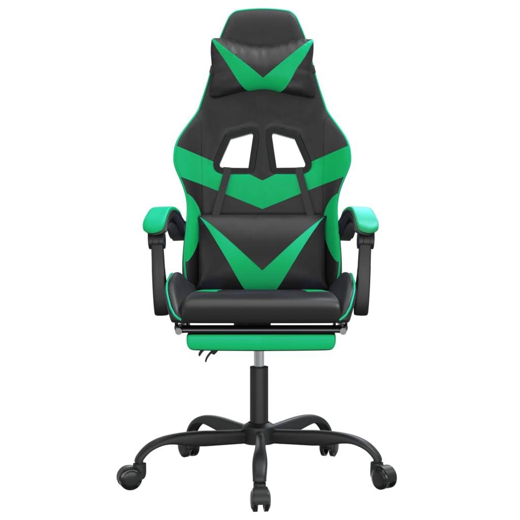 vidaXL Gaming-Stuhl mit Fußstütze Schwarz und Grün Kunstleder