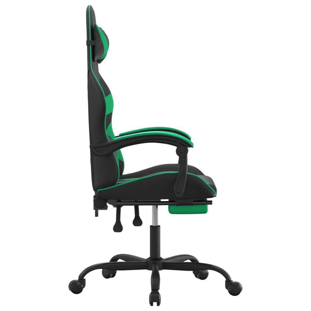 vidaXL Gaming-Stuhl mit Fußstütze Schwarz und Grün Kunstleder