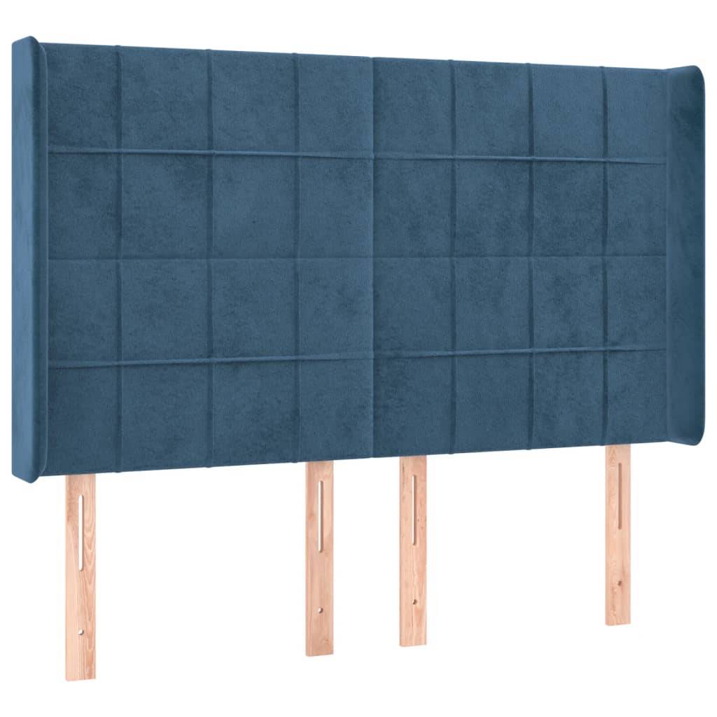 vidaXL LED Kopfteil Dunkelblau 147x16x118/128 cm Samt