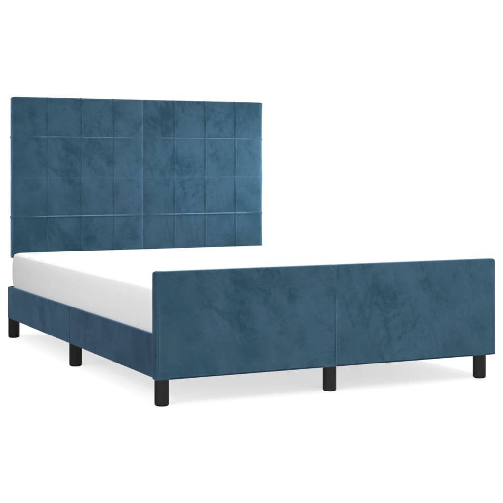 vidaXL Bettgestell ohne Matratze Dunkelblau 140x190 cm Samt