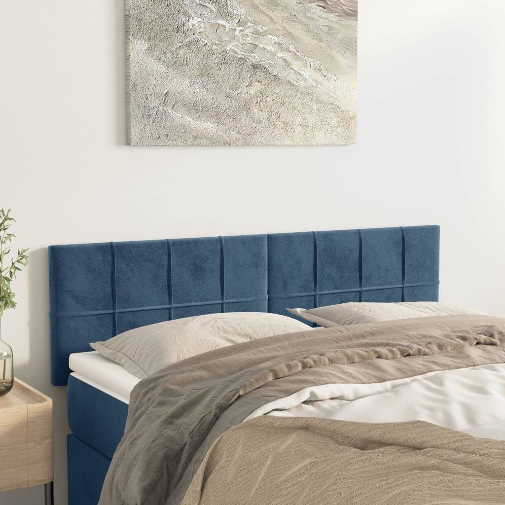 vidaXL Kopfteile 2 Stk. Dunkelblau 72x5x78/88 cm Samt