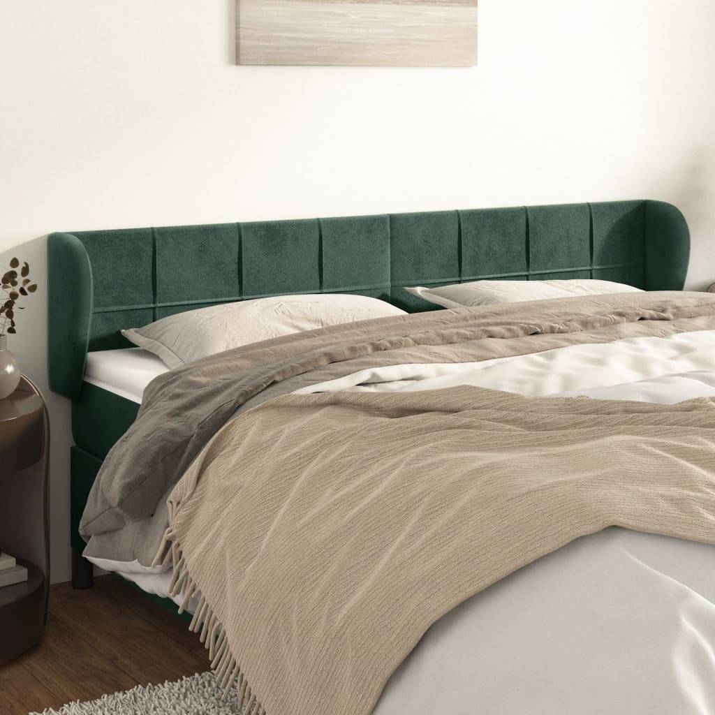 vidaXL Kopfteil mit Ohren Dunkelgrün 183x23x78/88 cm Samt
