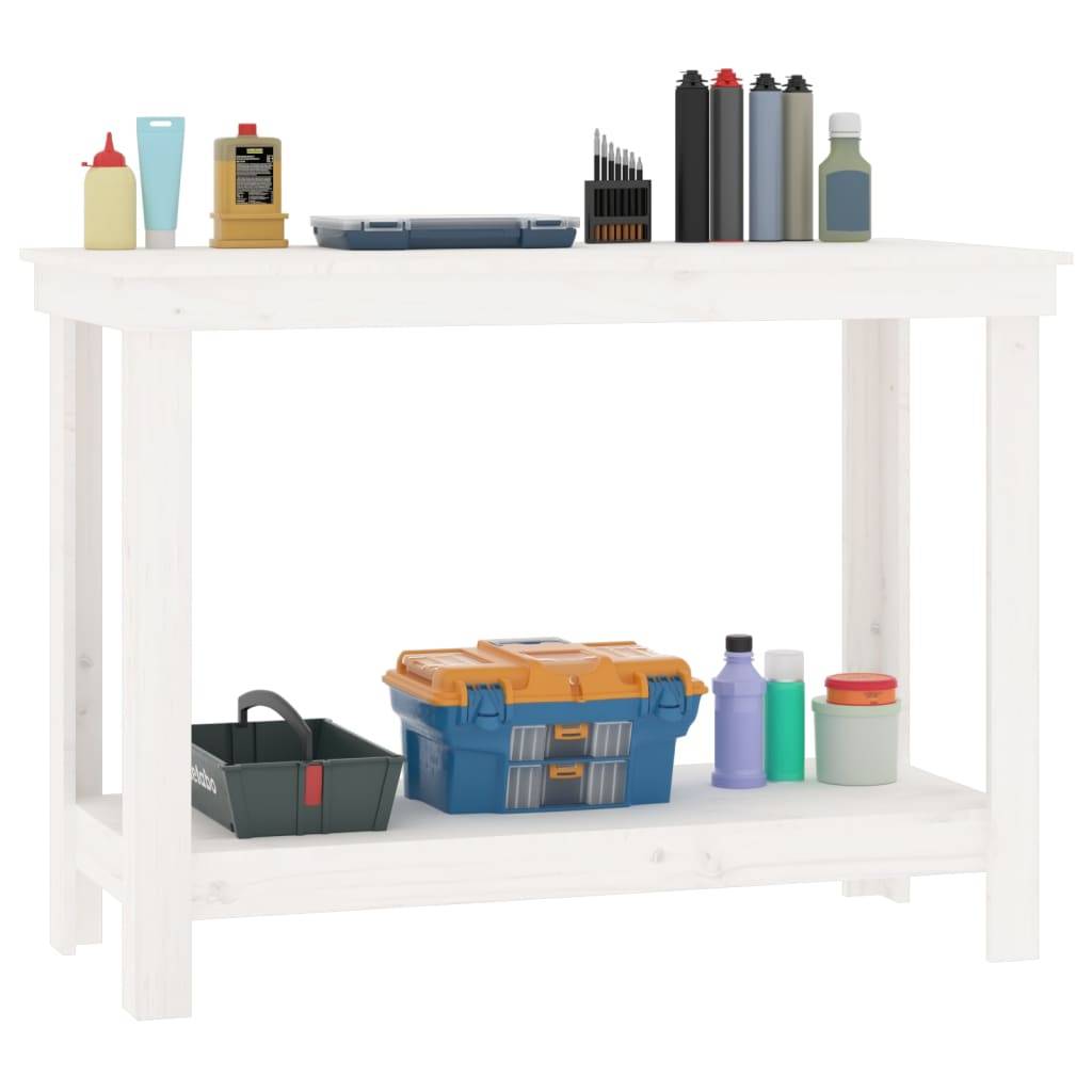 vidaXL Werkbank Weiß 110x50x80 cm Massivholz Kiefer