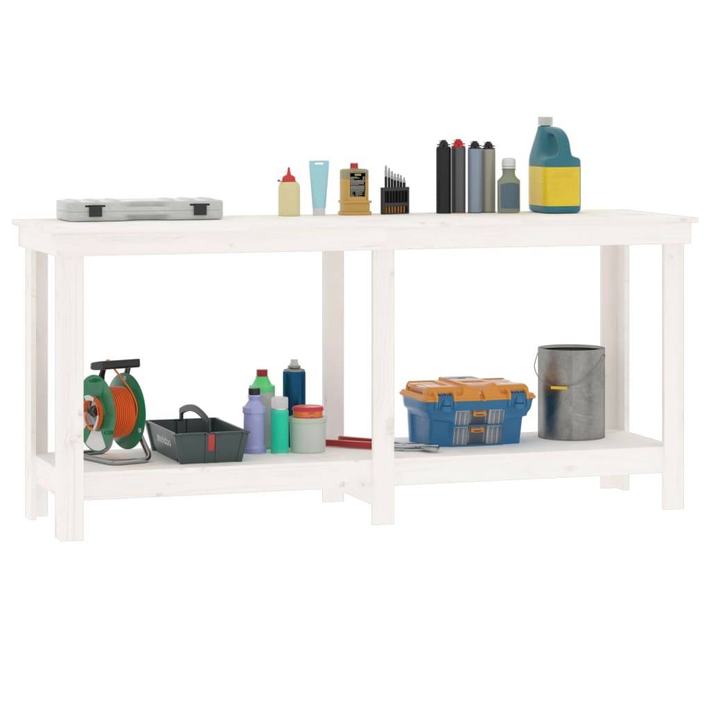 vidaXL Werkbank Weiß 180x50x80 cm Massivholz Kiefer