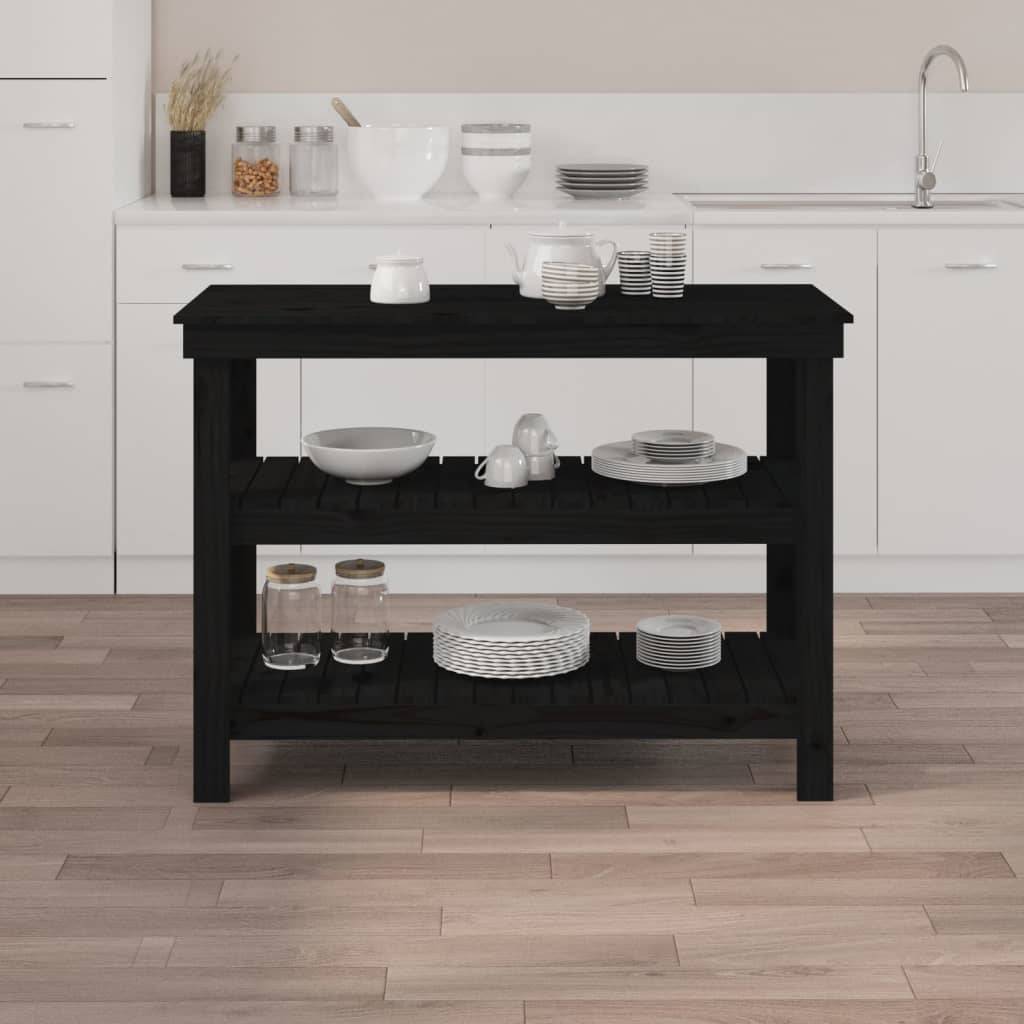 vidaXL Werkbank Schwarz 110,5x50x80 cm Massivholz Kiefer