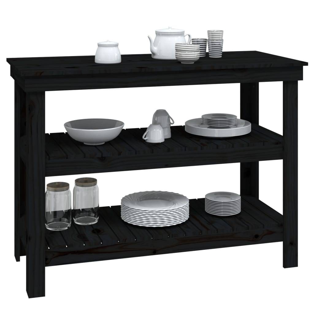 vidaXL Werkbank Schwarz 110,5x50x80 cm Massivholz Kiefer
