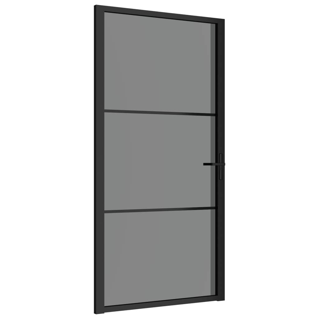 vidaXL Innentür 102,5x201,5 cm Schwarz ESG-Glas und Aluminium