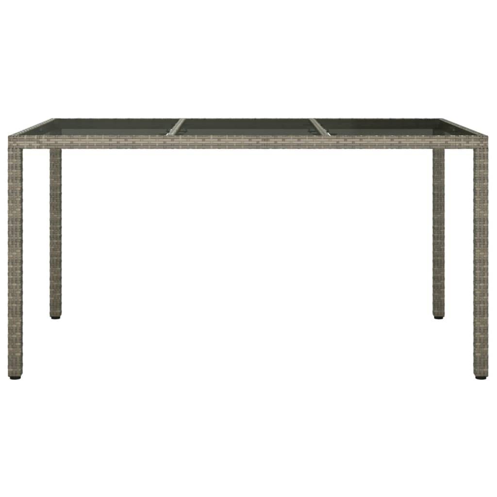 vidaXL Gartentisch 150x90x75 cm Hartglas und Poly Rattan Grau