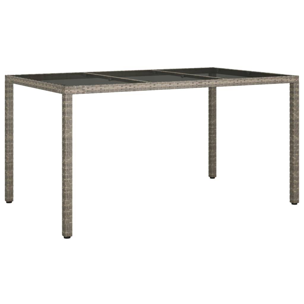 vidaXL Gartentisch 150x90x75 cm Hartglas und Poly Rattan Grau