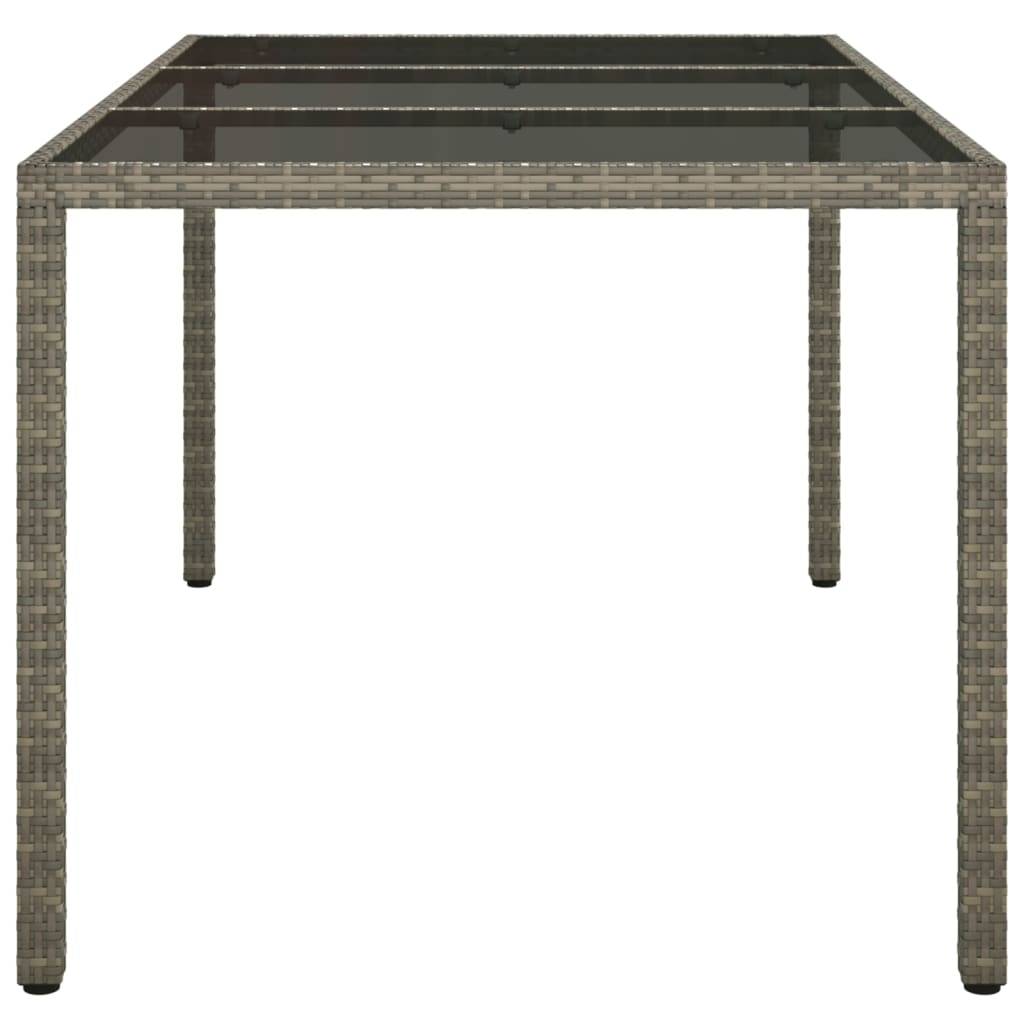 vidaXL Gartentisch 150x90x75 cm Hartglas und Poly Rattan Grau