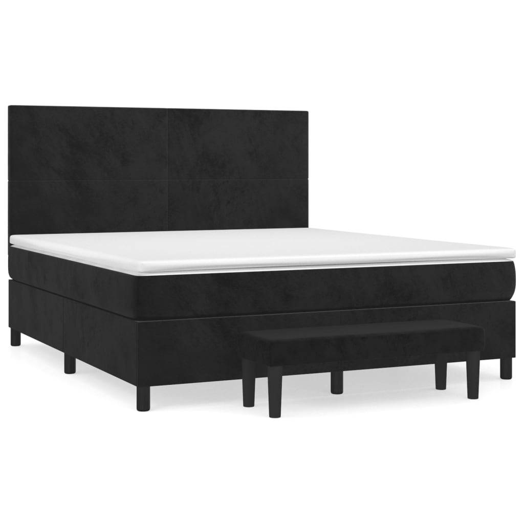 vidaXL Boxspringbett mit Matratze Schwarz 160x200 cm Samt