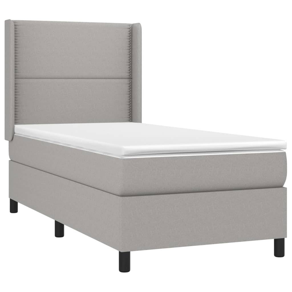 vidaXL Boxspringbett mit Matratze &amp; LED Hellgrau 100x200 cm Stoff