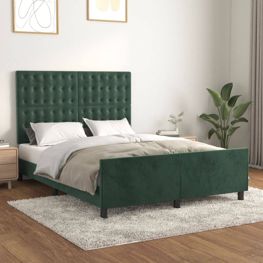 vidaXL Bettgestell ohne Matratze Dunkelgrün 140x200 cm Samt