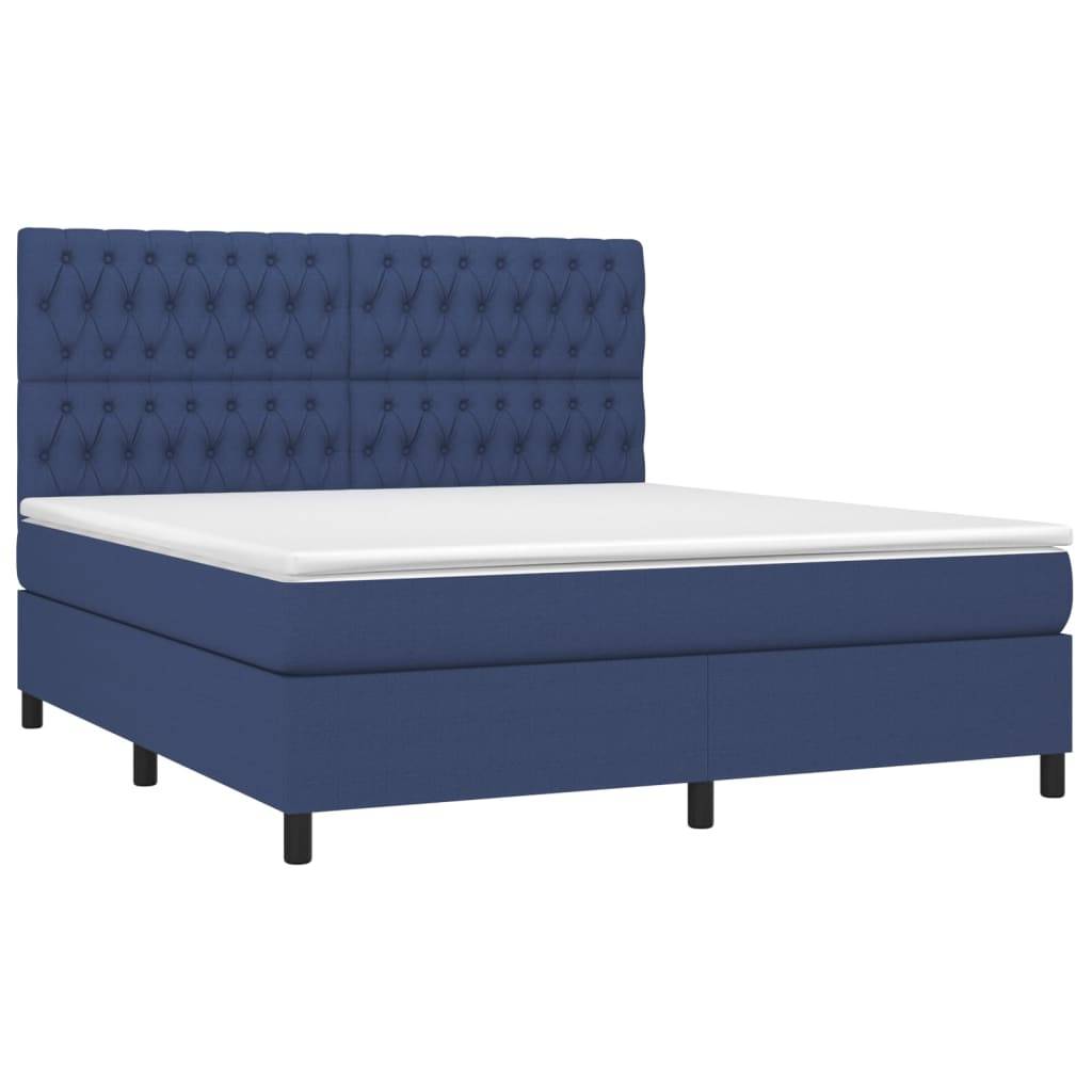 vidaXL Boxspringbett mit Matratze Blau 180x200 cm Stoff