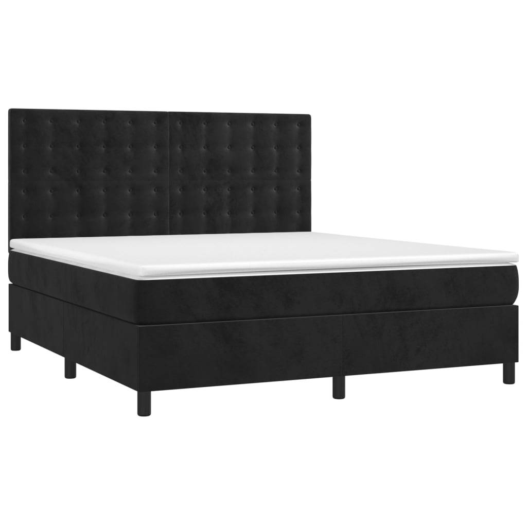 vidaXL Boxspringbett mit Matratze Schwarz 160x200 cm Samt