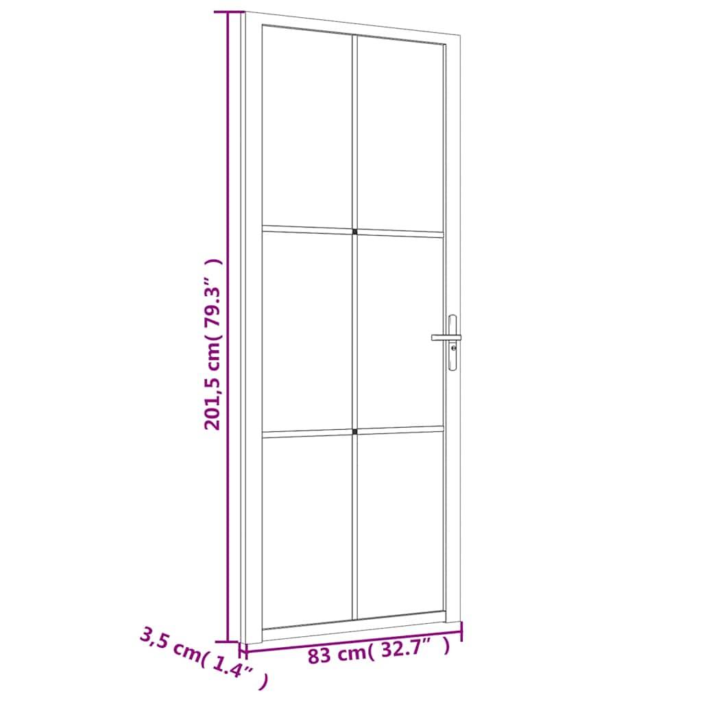 vidaXL Innentür 83x201,5 cm Weiß ESG-Glas und Aluminium