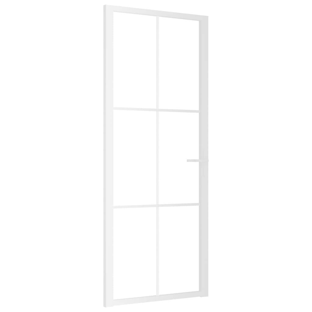 vidaXL Innentür 83x201,5 cm Weiß ESG-Glas und Aluminium