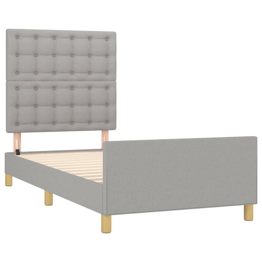 vidaXL Bettgestell mit Kopfteil Hellgrau 90x200 cm Stoff