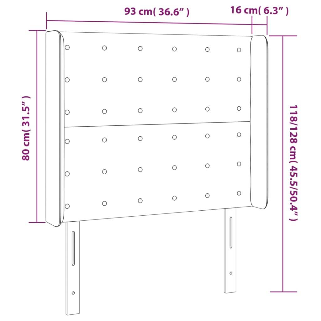 vidaXL Kopfteil mit Ohren Dunkelgrau 93x16x118/128 cm Stoff