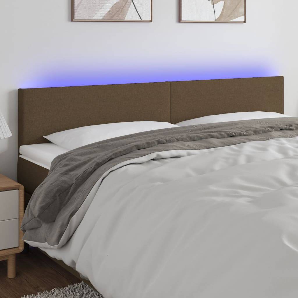 vidaXL LED Kopfteil Dunkelbraun 160x5x78/88 cm Stoff
