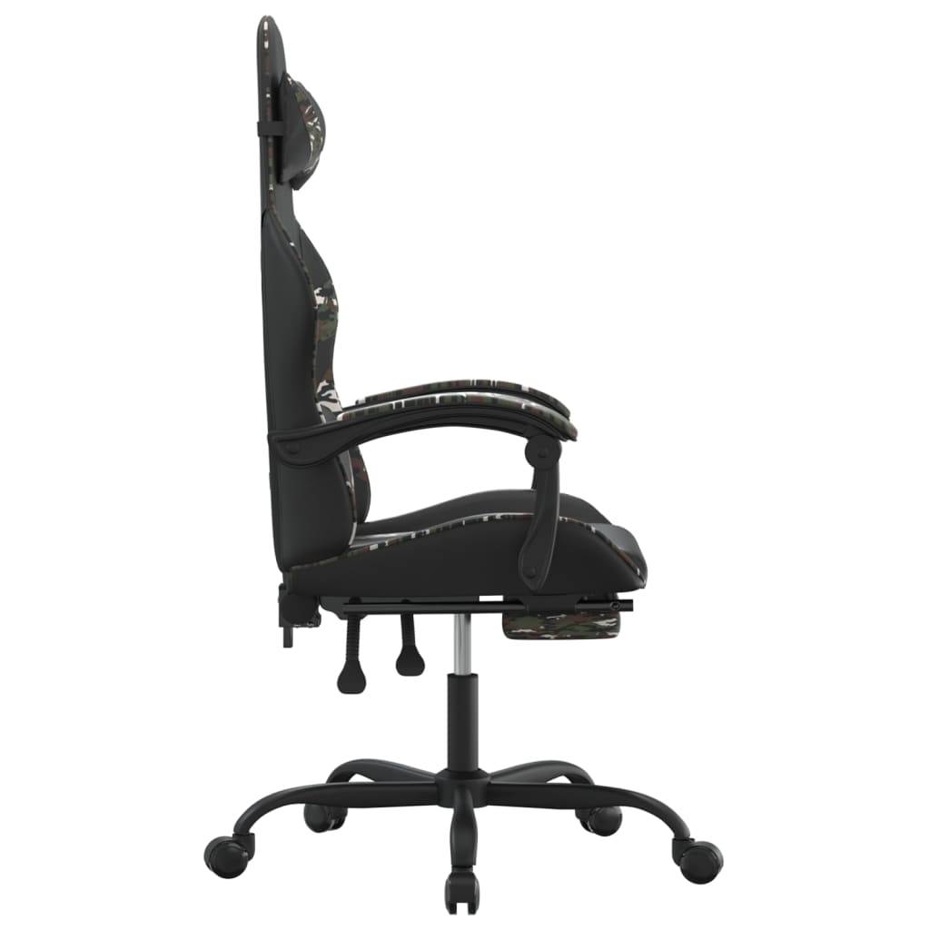 vidaXL Gaming-Stuhl mit Fußstütze Schwarz und Tarnfarben Kunstleder