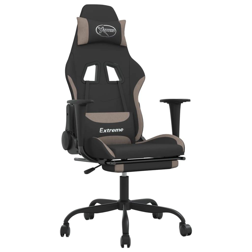 vidaXL Gaming-Stuhl mit Fußstütze Schwarz und Taupe Stoff