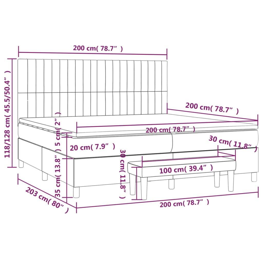 vidaXL Boxspringbett mit Matratze Dunkelgrün 200x200 cm Samt