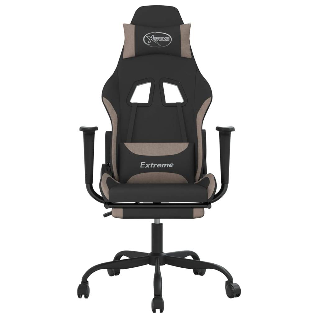 vidaXL Gaming-Stuhl mit Fußstütze Schwarz und Taupe Stoff