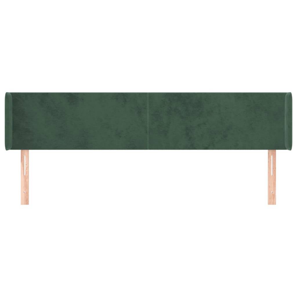 vidaXL Kopfteil mit Ohren Dunkelgrün 163x16x78/88 cm Samt