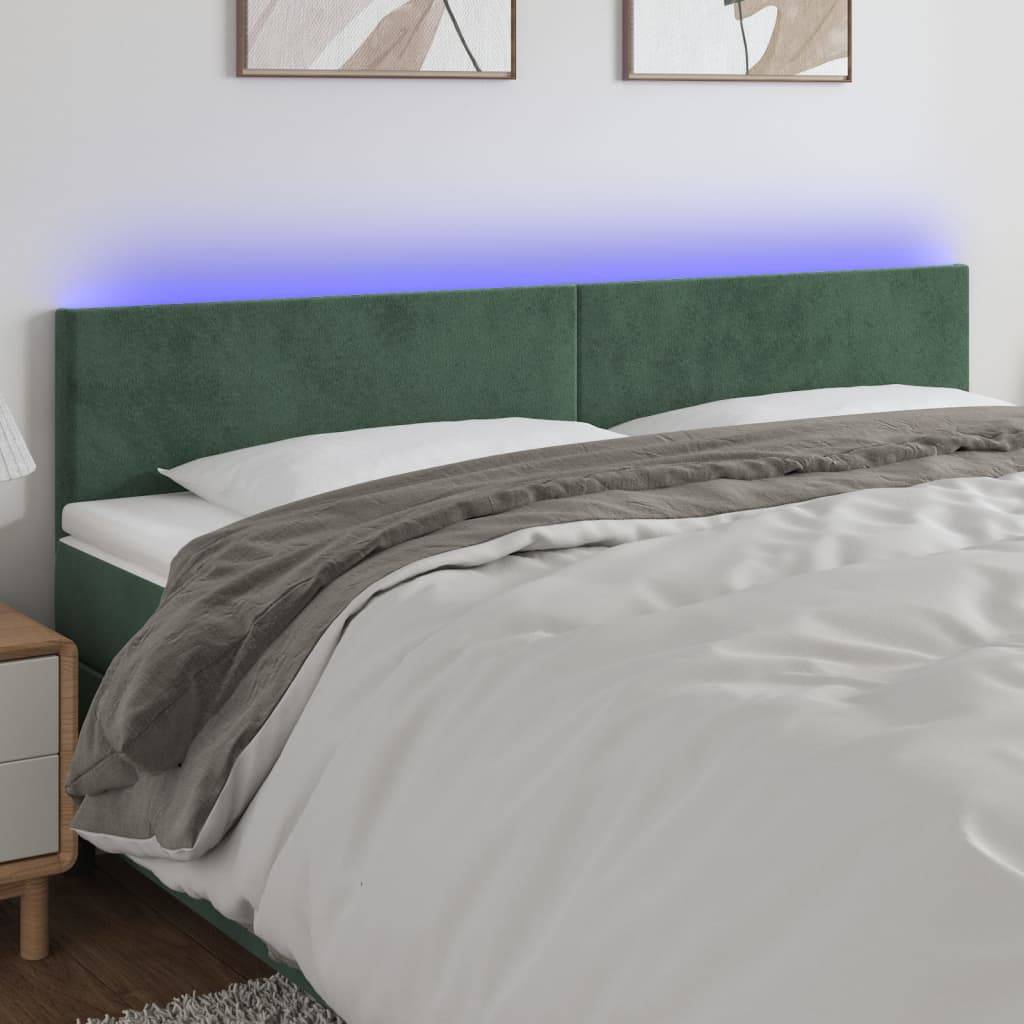 vidaXL LED Kopfteil Dunkelgrün 200x5x78/88 cm Samt