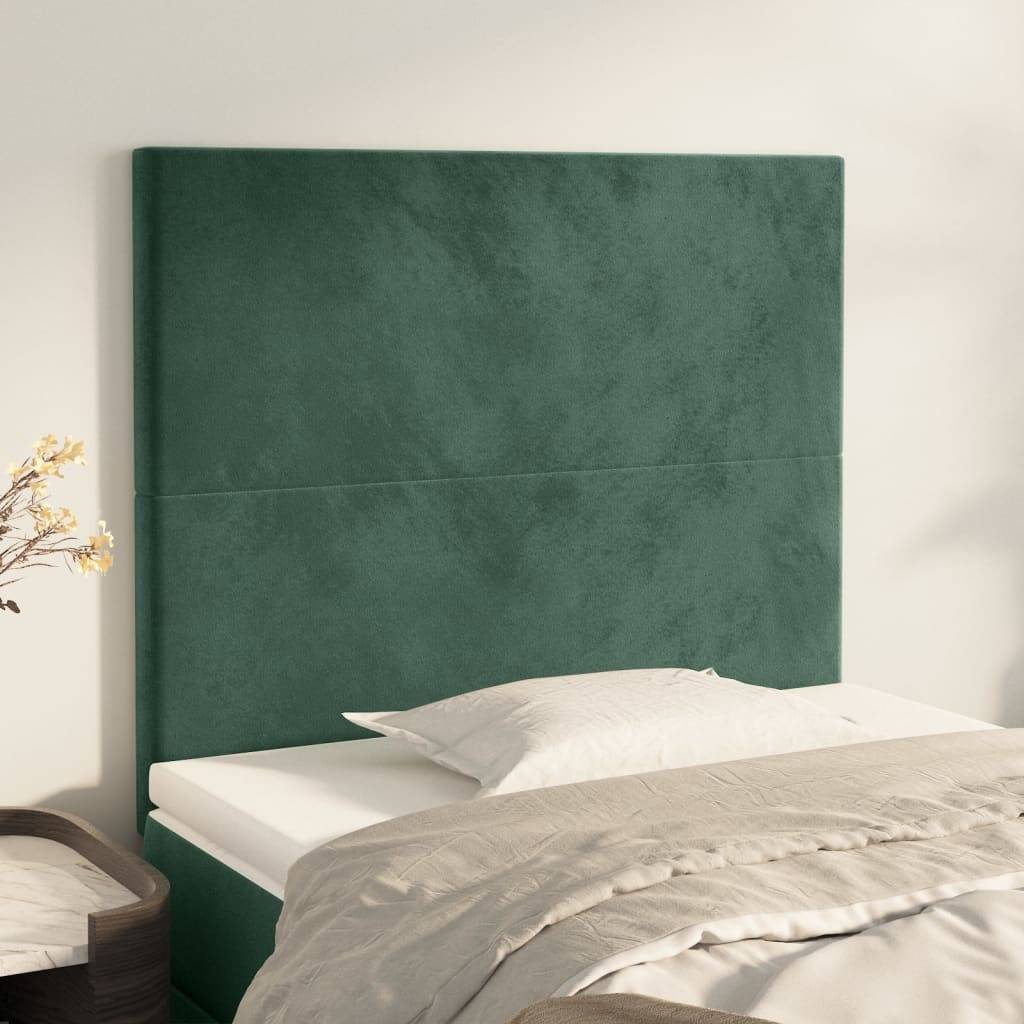 vidaXL Kopfteile 2 Stk. Dunkelgrün 100x5x78/88 cm Samt