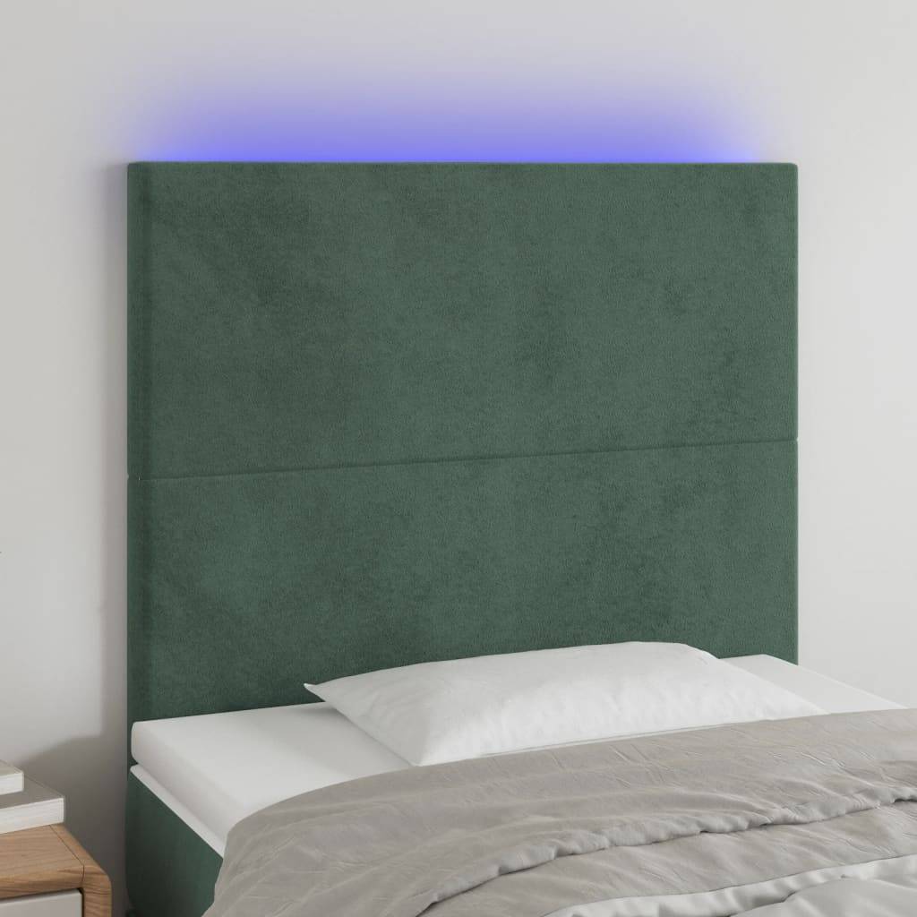 vidaXL LED Kopfteil Dunkelgrün 90x5x118/128 cm Samt