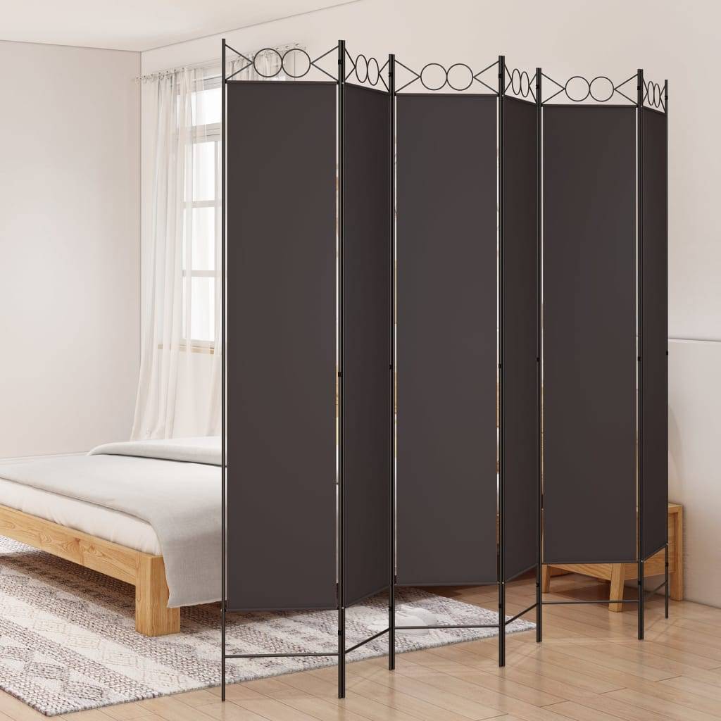 vidaXL 6-tlg. Paravent Braun 200x220 cm Stoff
