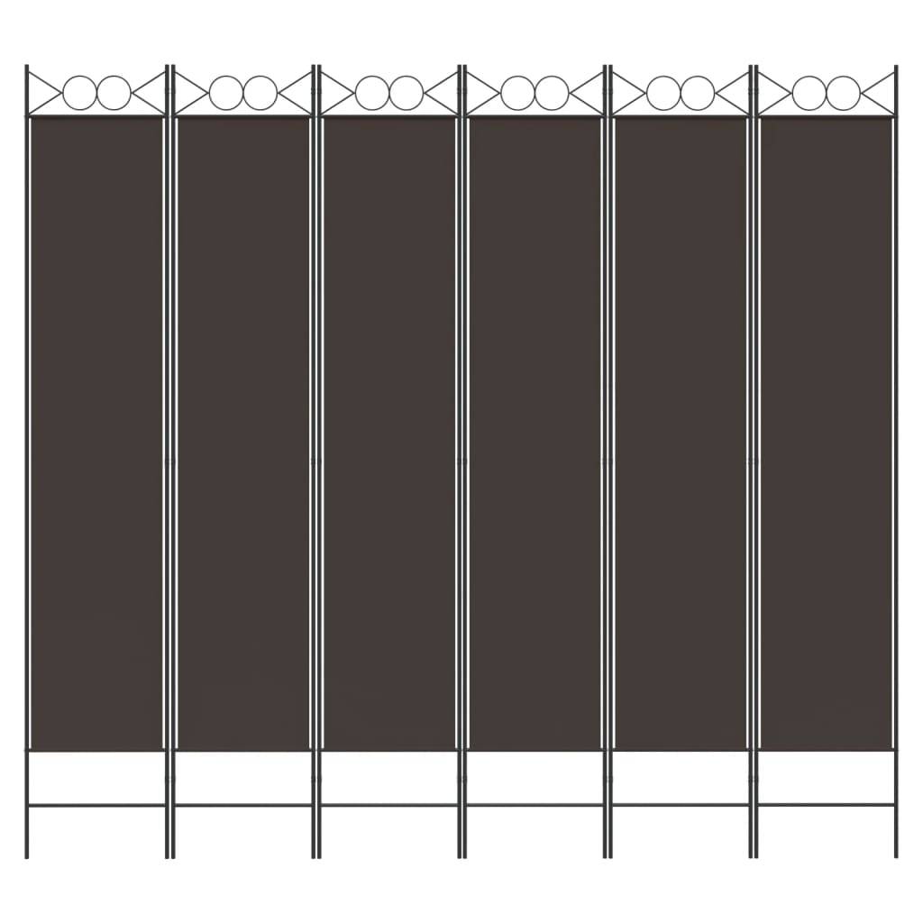 vidaXL 6-tlg. Paravent Braun 200x220 cm Stoff