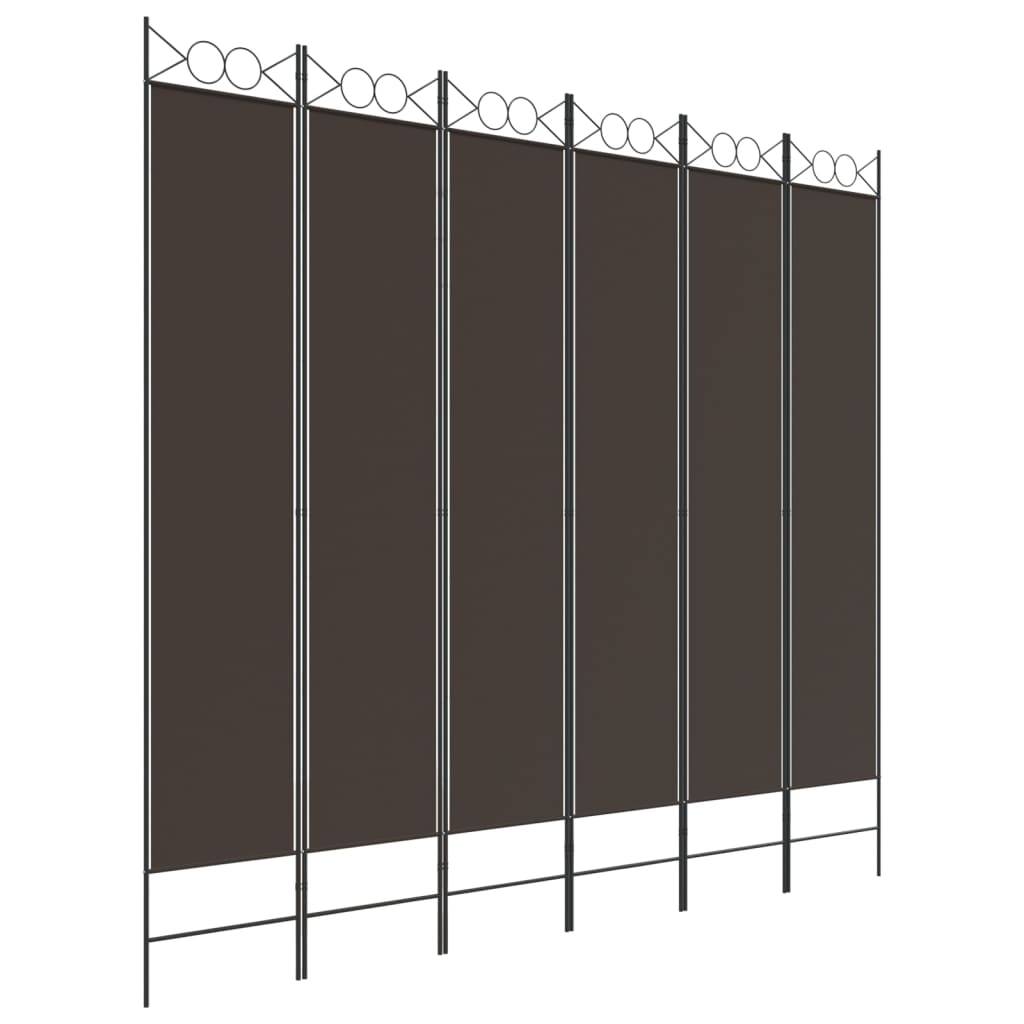 vidaXL 6-tlg. Paravent Braun 200x220 cm Stoff