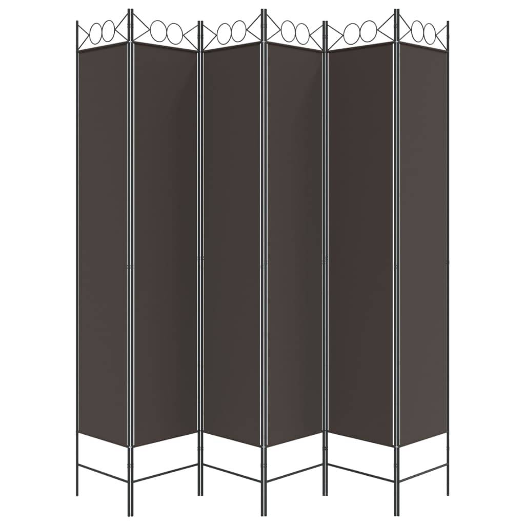 vidaXL 6-tlg. Paravent Braun 200x220 cm Stoff