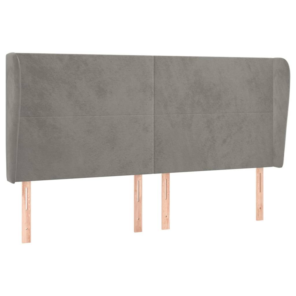 vidaXL Kopfteil mit Ohren Hellgrau 203x23x118/128 cm Samt