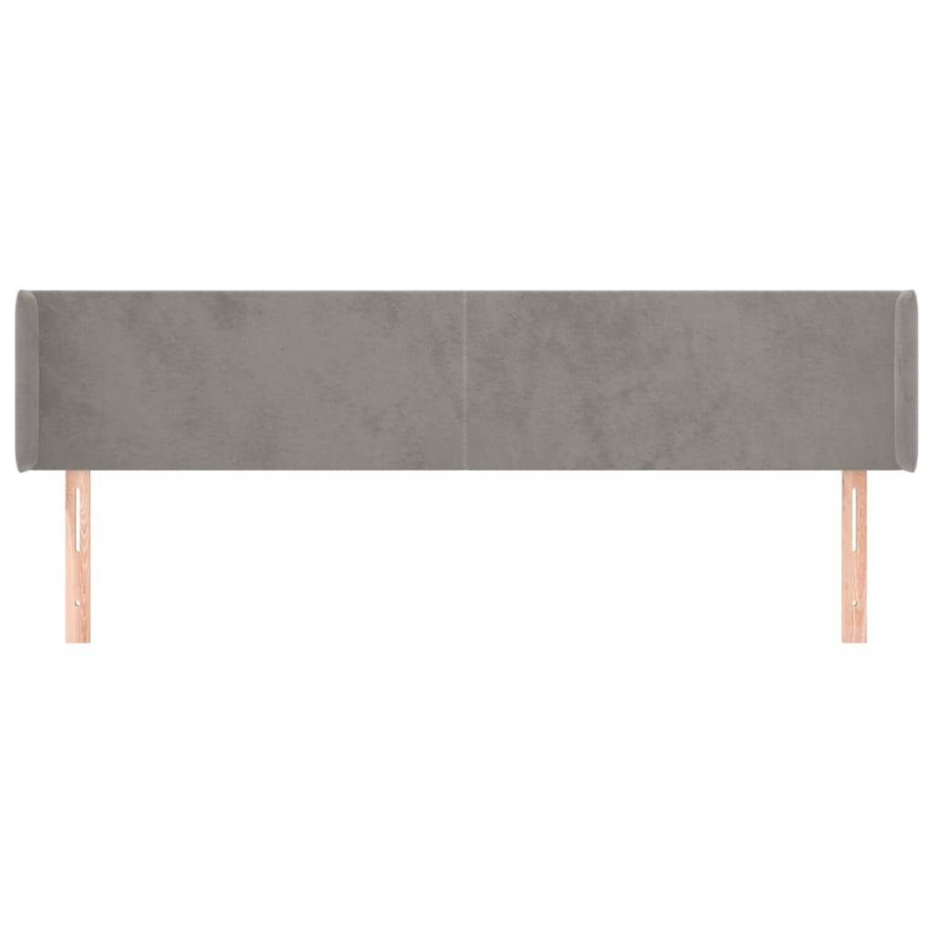 vidaXL Kopfteil mit Ohren Hellgrau 163x16x78/88 cm Samt