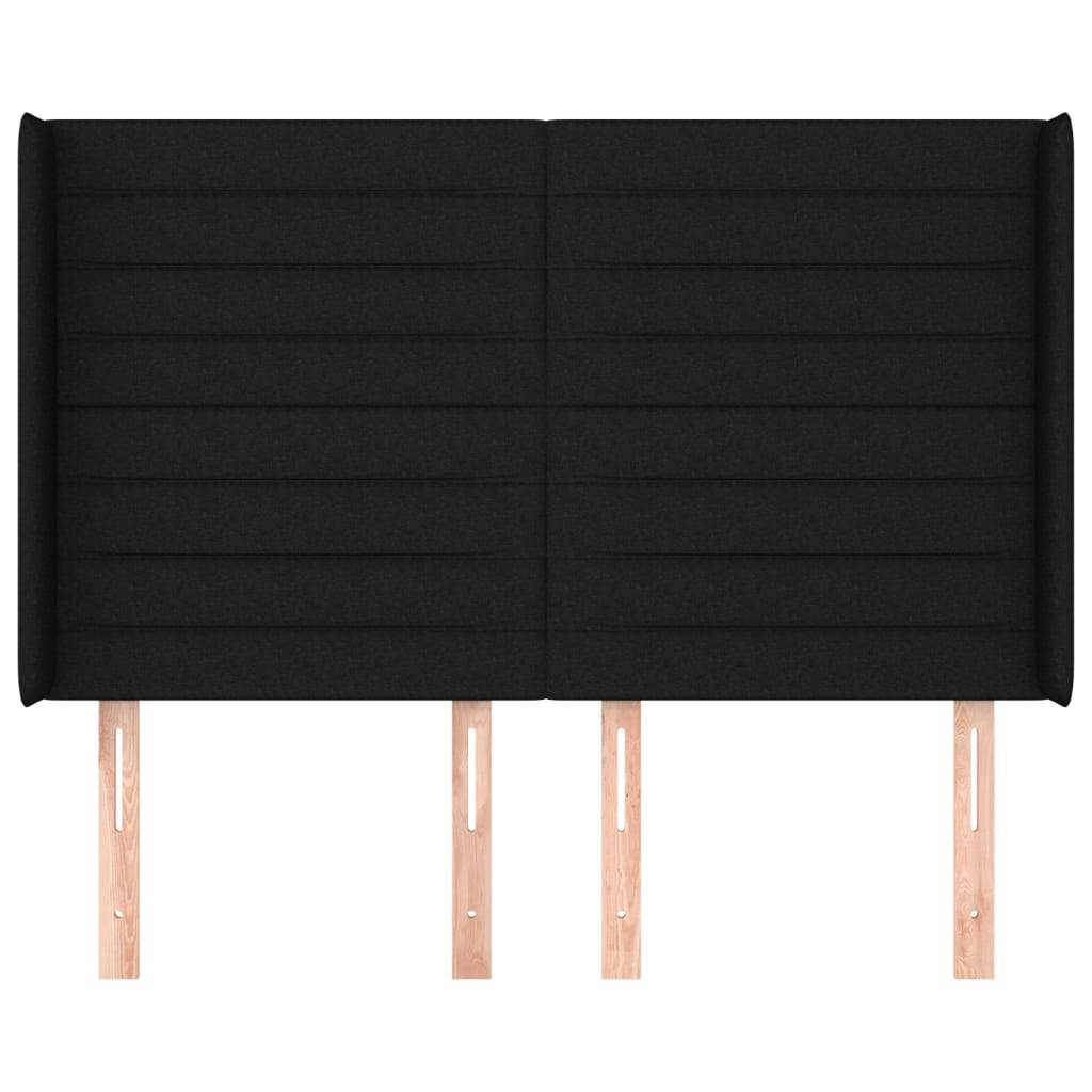vidaXL Kopfteil mit Ohren Schwarz 147x16x118/128 cm Stoff