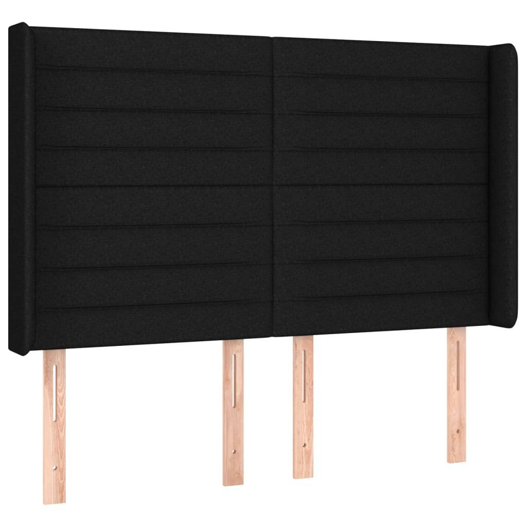 vidaXL Kopfteil mit Ohren Schwarz 147x16x118/128 cm Stoff