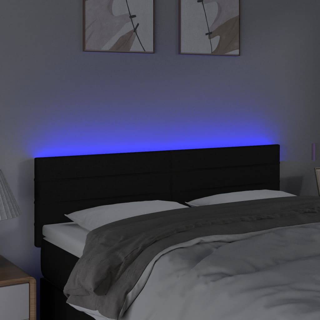 vidaXL LED Kopfteil Schwarz 144x5x78/88 cm Stoff