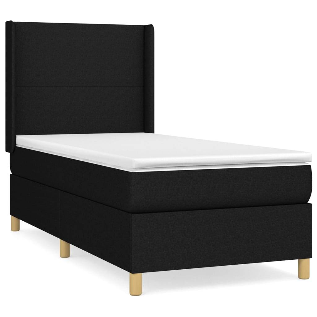 vidaXL Boxspringbett mit Matratze Schwarz 80x200 cm Stoff