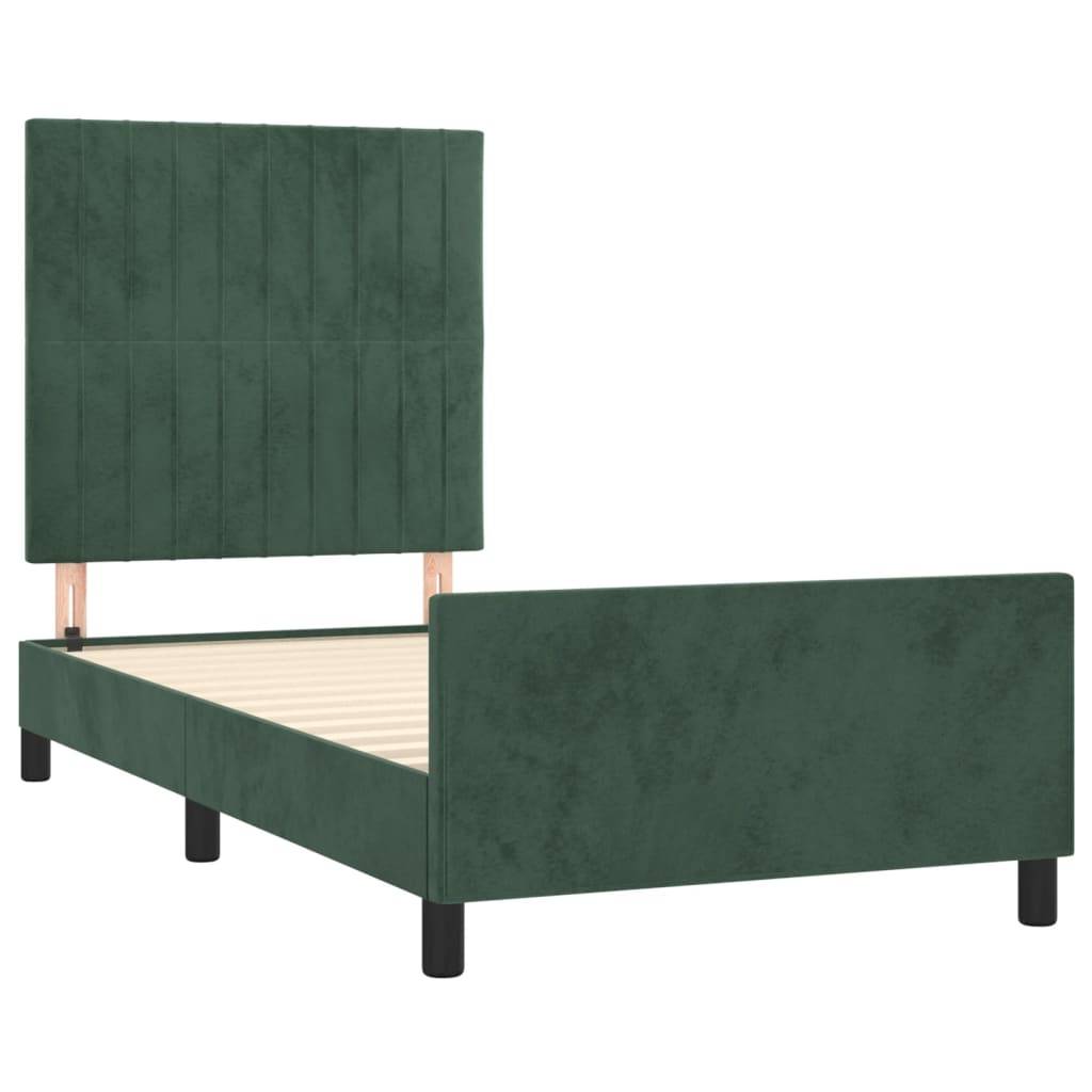 vidaXL Bettgestell ohne Matratze Dunkelgrün 90x200 cm Samt